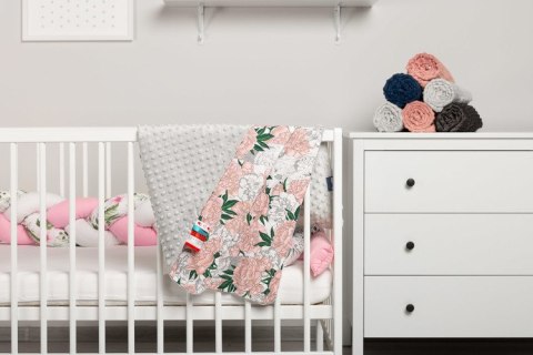 LEKKI KOCYK MINKY 75x100 KWIATY SZARY