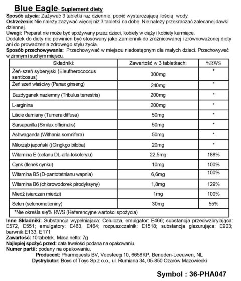 Blue Eagle - Stimulating Capsules Pharmquests
