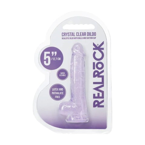 Realistic Dildo with Balls - 5" / 12,7 cm - Purple RealRock