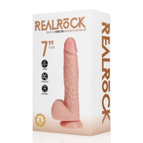 Vibrating Regular Straight Cock with Balls - 7" / 18 cm - Flesh RealRock