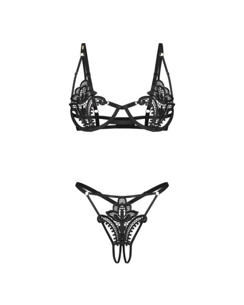 Luise Sublim Black komplet 2-częściowy otwarty L/XL Obsessive