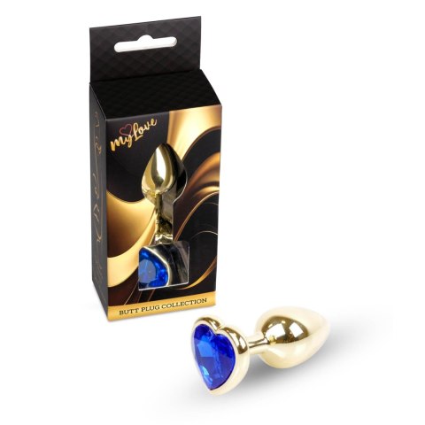 MyLove Toys - Jewellery Gold Heart PLUG- Dark Blue MyLove Toys
