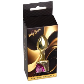MyLove Toys - Jewellery Gold Heart PLUG- Pink MyLove Toys