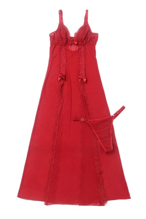 Long, sexy red nightgown + thong S\M Paris Hollywood