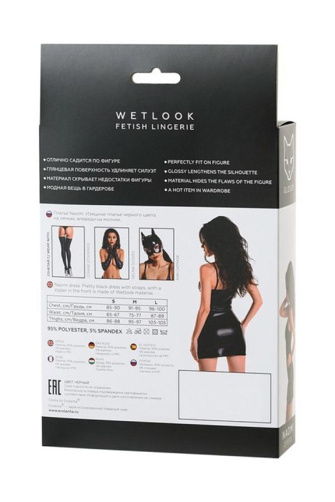 Wetlook black dress NAOMI - black S Glossy