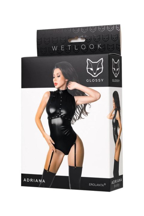 Wetlook body Adriana - black XL Glossy