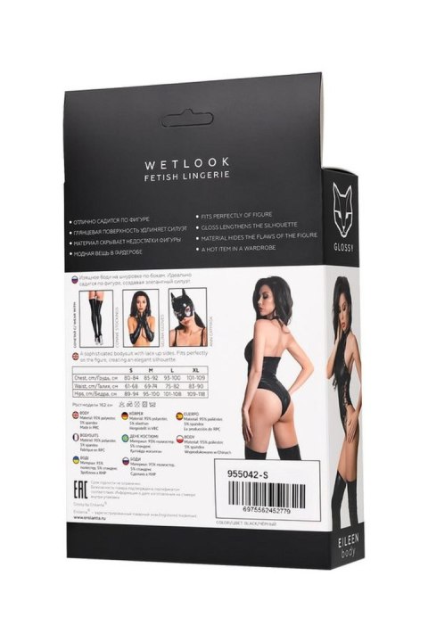 Wetlook body Eileen - black S Glossy