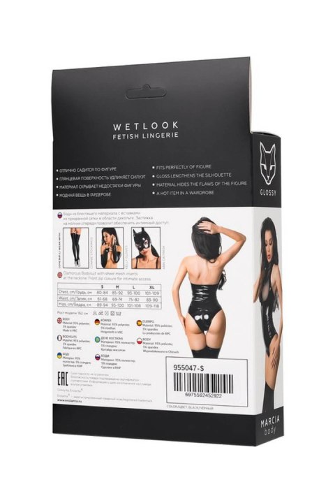 Wetlook body Marcia - black XL Glossy