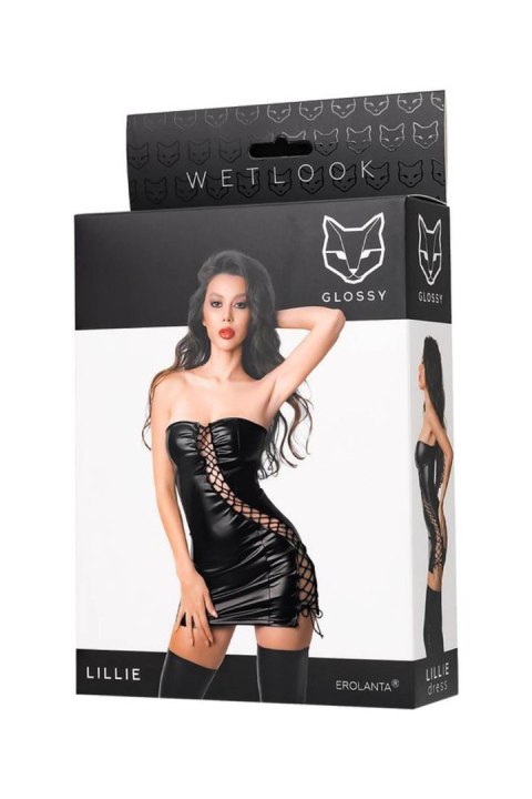 Wetlook dress Lillie - black XL Glossy
