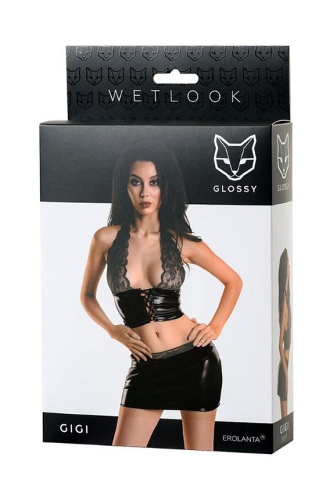 Wetlook shiny set GIGI - black S Glossy