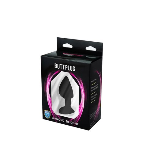 Black medium butt plug with white crystal Fantasy