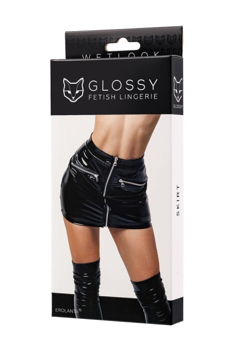 Glossy Billie, skirt, wetlook, black, XL Glossy