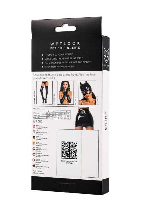Glossy Billie, skirt, wetlook, black, XL Glossy