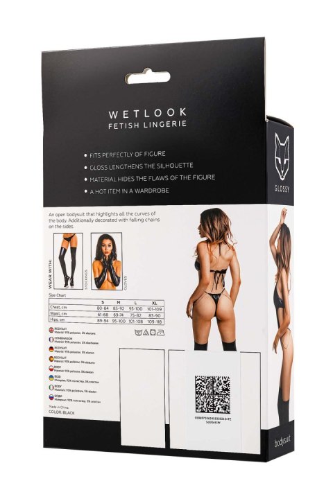 Glossy Reina, bodysuit, wetlook, black, XL Glossy