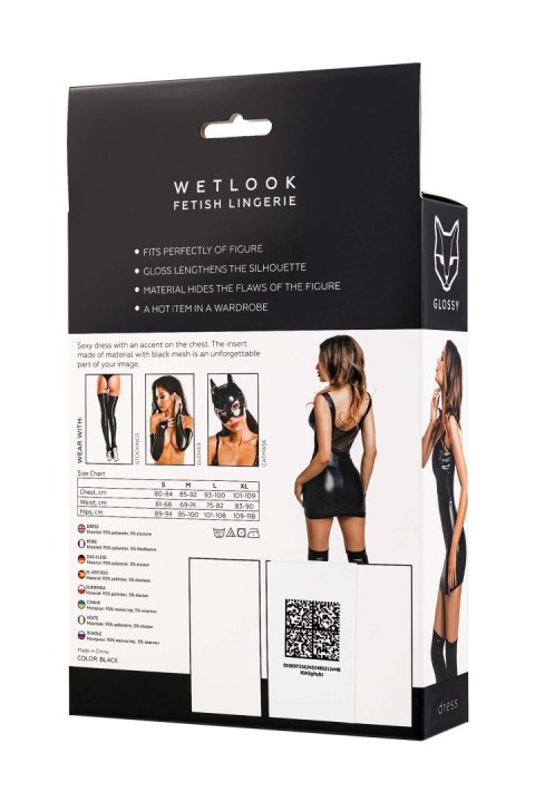 Glossy Rimma, dress, wetlook, black, XL Glossy