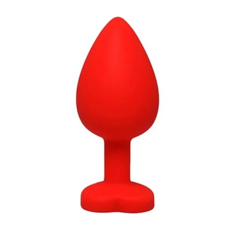 Red medium heart-shaped butt plug with white crystal Fantasy