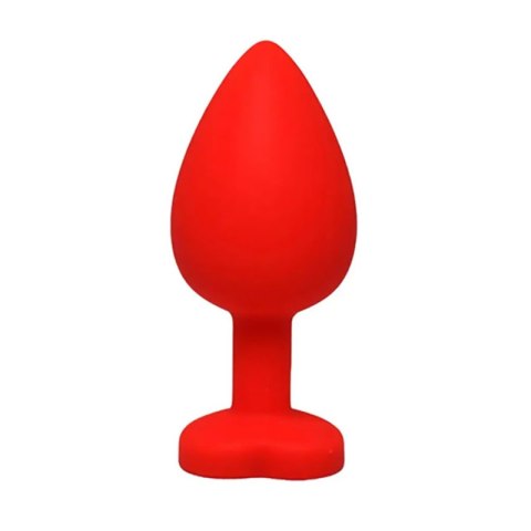 Red small heart-shaped butt plug with white crystal Fantasy