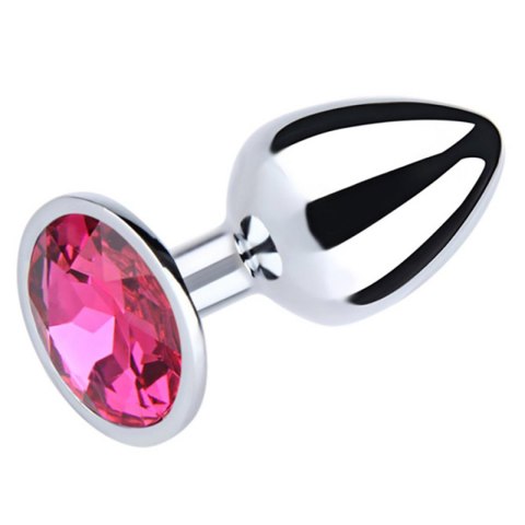 Silver Medium Butt Plug with Pink Diamond Fantasy