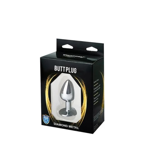 Silver Medium Butt Plug with Pink Diamond Fantasy