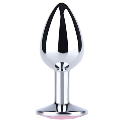 Silver Medium Butt Plug with Pink Diamond Fantasy