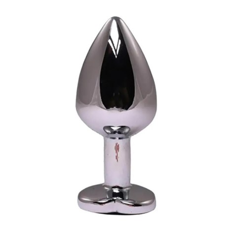 Silver small heart-shaped butt plug with black crystal Fantasy