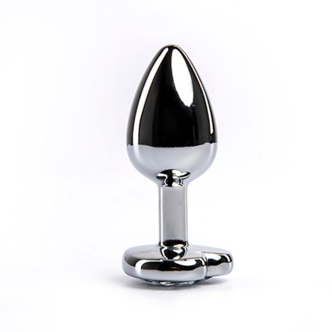 Silver small heart-shaped butt plug with white crystal Fantasy