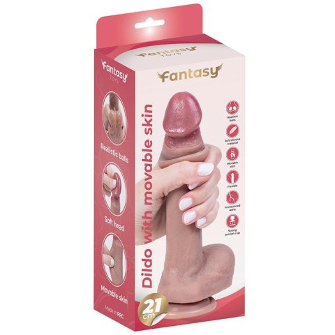 Silicone dildo with foreskin and realistic testicles 21 cm Fantasy