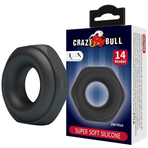 Crazy Bull Jarvius Super Soft Silicone Cock Ring - Black Crazy Bull