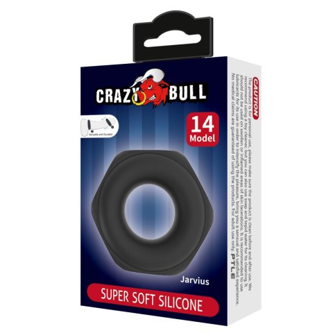 Crazy Bull Jarvius Super Soft Silicone Cock Ring - Black Crazy Bull