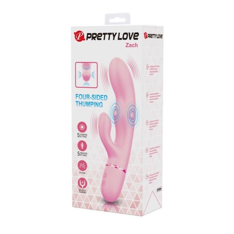 Pretty Love Zach Four-Sided Thumping Rabbit Vibrator - Pink Pretty Love
