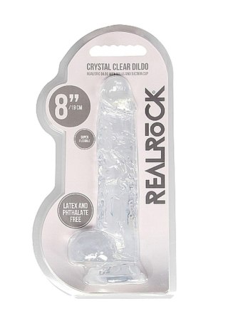 Dildo realistyczne z jądrami RealRock Crystal Clear transparentne 21 cm RealRock
