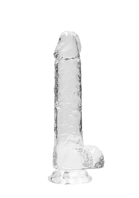 Dildo realistyczne z jądrami RealRock Crystal Clear transparentne 21 cm RealRock