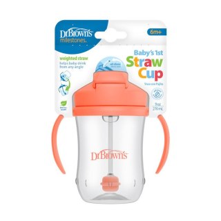 TC91103 KUBEK PIERWSZA SŁOMKA 270 ML KORALOWY 6+