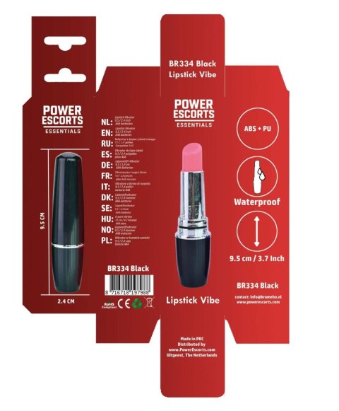 Dyskretny mini wibrator szminka Power Escorts czarny 9.5 cm Power Escorts