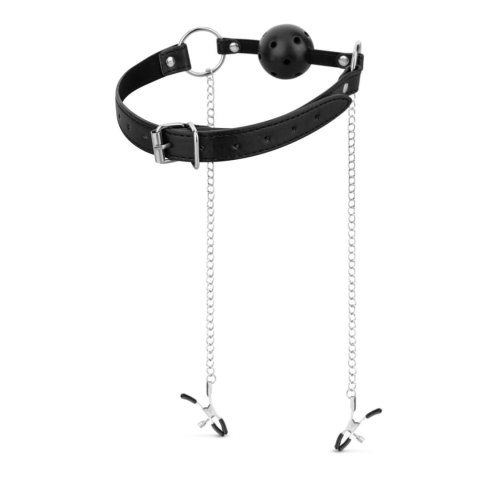 Bedroom Fantasies - Ball Gag with Nipple Clamps Black Bedroom Fantasies