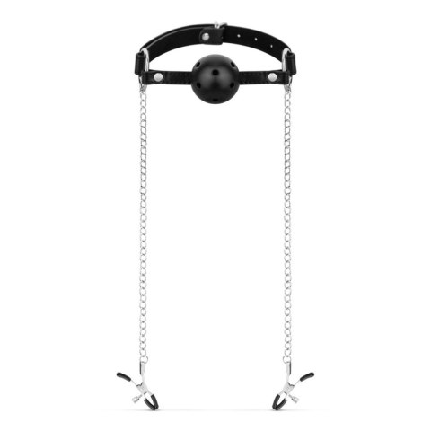 Bedroom Fantasies - Ball Gag with Nipple Clamps Black Bedroom Fantasies