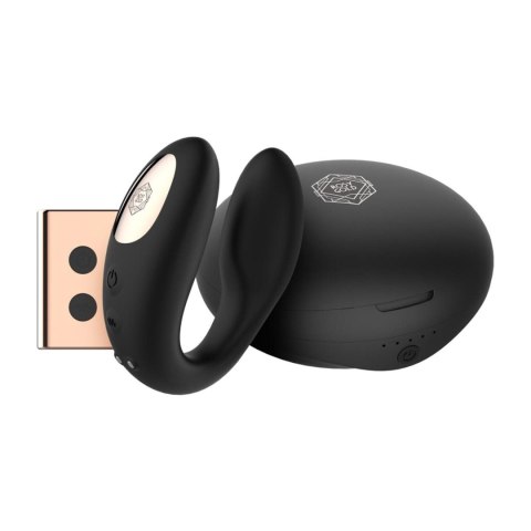 Rosy Gold - C-Shape Vibrator with Luxury Charging Case - Black Rosy Gold