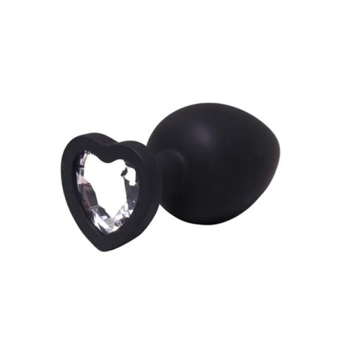Silikonowy korek analny Fantasy czarny z sercem i diamentem 8 cm Fantasy