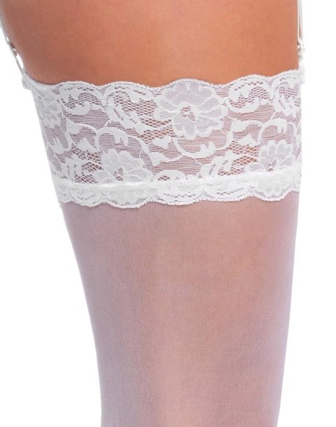 Stockings white L Cottelli LEGWEAR