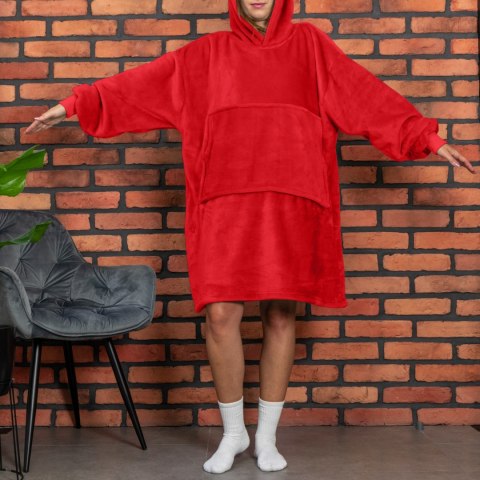 Bluzair Bluza Koc z Kapturem XXL Ciepła Czerwony Froster