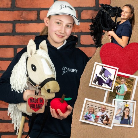 Konik na kiju z kantarem - Hobby Horse Skippi - Almond - A3 - prezent Skippi