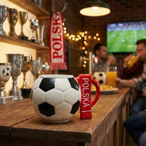 Kubek piłka z szalikiem - Polska i podkładka piłkarska - XXL 700 ml Sprintigo