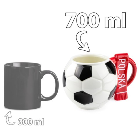 Kubek piłka z szalikiem - Polska - prezent dla kibica - XXL 700 ml Sprintigo