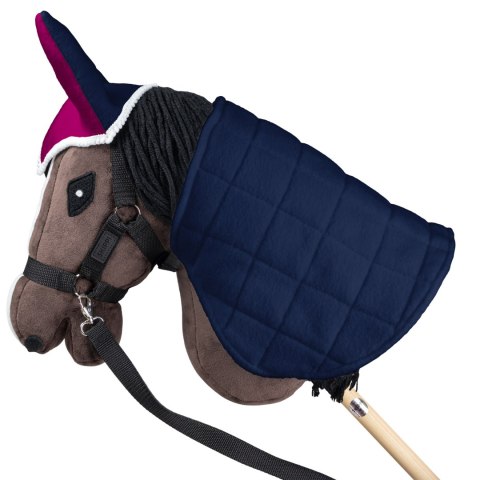 Derka dwustronna i nauszniki Skippi dla Hobby Horse- granatowa - ciemny róż Skippi