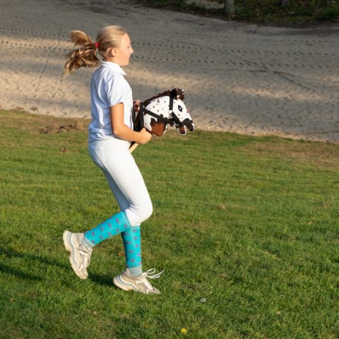 Skippi Hobby Horse A5 w brązowe łaty - koń na kiju - kantar wodze zestawie Skippi