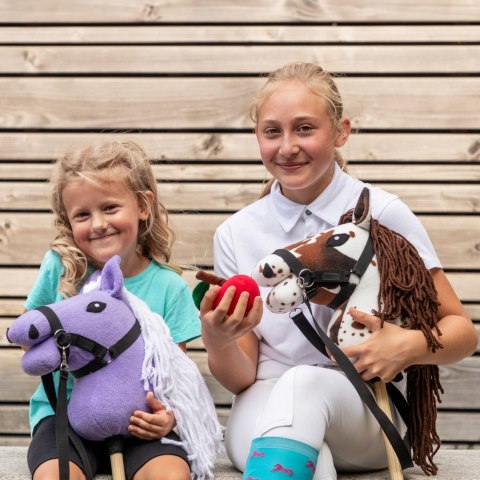 Skippi Hobby Horse A5 w brązowe łaty - koń na kiju - kantar wodze zestawie Skippi