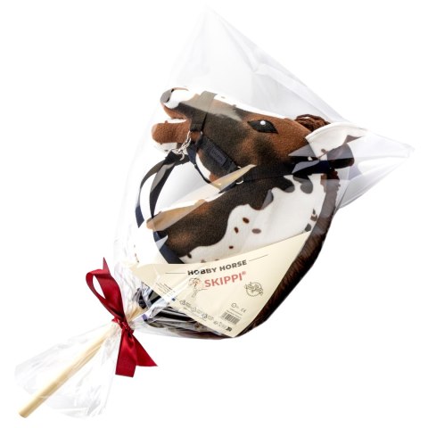 Skippi Hobby Horse A5 w brązowe łaty - koń na kiju - kantar wodze zestawie Skippi