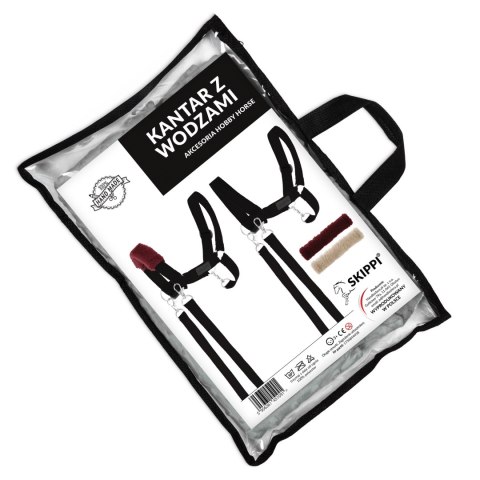 Skippi Kantar dla Hobby Horse - wodze, 2 wymienne futerka - czarny Skippi