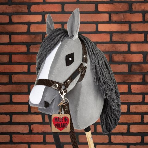 Skippi Kantar dla Hobby Horse - wodze, ekoskóra - brązowy ze wzorami boa Skippi