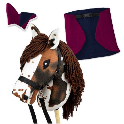 Zestaw Skippi - Hobby Horse Gniado - srokaty - Derka fuksja i granat Skippi